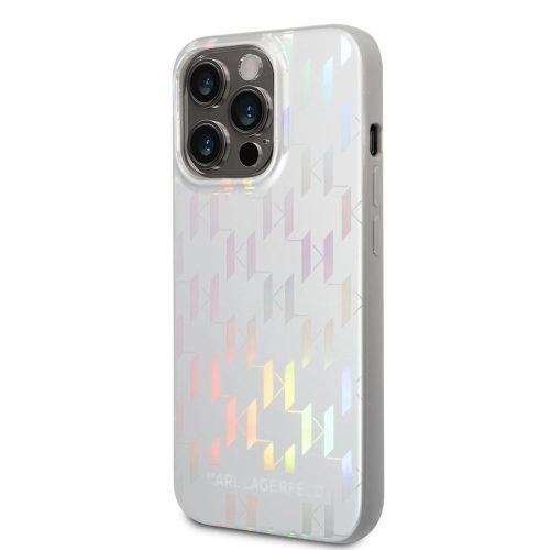 iPhone 14 Pro Max Karl Lagerfeld Iridescent Monogram ezüst  telefontok