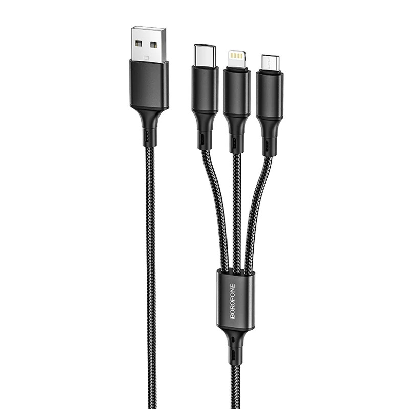 Cable 3-in-1 Lightning / Micro-USB / USB-C BX50 Fresco - BOROFONE