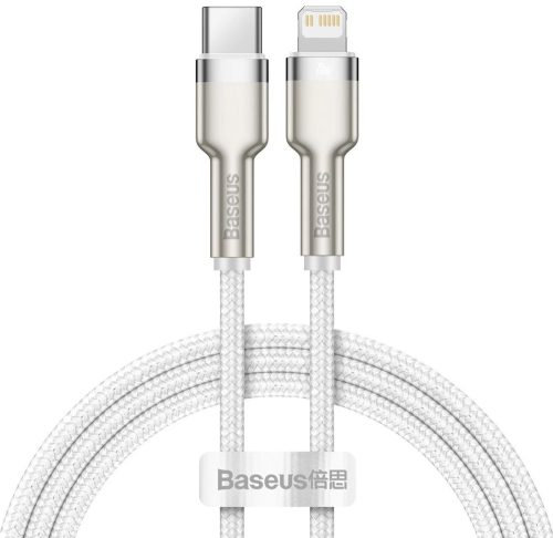 Baseus Cafule Metal nylon harisnyázott USB Type-C/ Lightning kábel PD 20W 1m fehér