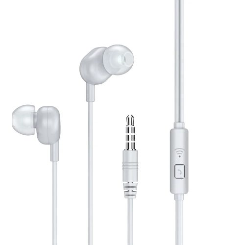 Remax RW-105 Vezetékes fülhallgató mikrofonnal 3.5mm jack audio fehér