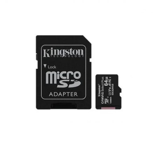 Kingston Canvas Select Plus MicroSDXC 64GB (Class 10), UHS-I Memóriakártya Adapterrel