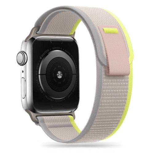 Apple Watch  4/5/6/7/8/SE/Ultra (42/44/45/49mm) Tech Protect Nylon bőr bézs óraszíj