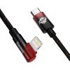 Baseus MVP 2 Elbow Right Angle Power Delivery Cable with Side USB Type C / Lightning 1m 20W Red (CAVP000220)