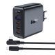 Acefast fast charger GaN 3xUSB-C/1xUSB-A 100W black + angled cable USB-C - USB-C 100W 2m black