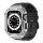 Kingxbar CYF140 2in1 Rugged Case for Apple Watch SE, 6, 5, 4 (44 mm) Stainless Steel with Strap Silver