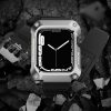 Kingxbar CYF134 2in1 Rugged Case for Apple Watch SE, 6, 5, 4 (44 mm) Stainless Steel with Strap Silver