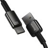 Baseus Tungsten Gold cable USB-A - USB-C 480Mb/s 100W 1m black (CAWJ000001)