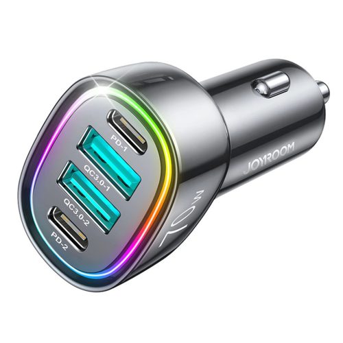 Joyroom car charger 70W with 4 ports: 2 x USB C, 2 x USB black (JR-CL29)