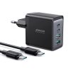 Joyroom charger GaN 67W 4 ports (2x USB, 2x USB C) black (TCG02) + cable USB C - USB C 100W 1.2m