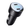 Car charger 2x USB C 70W with LED display Joyroom JR-CCD02 - black