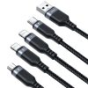 4in1 USB cable USB-A - USB-C / 2 x Lightning / Micro for charging and data transmission 1.2m Joyroom S-1T4018A18 - black