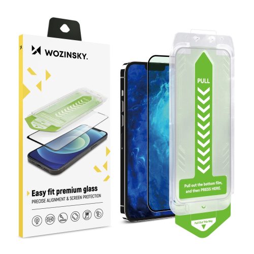 9H tempered glass with mounting frame for iPhone 13 Pro Max Wozinsky Premium Glass - black