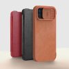 Nillkin Qin Pro Leather Flip Case with Camera Cover for iPhone 15 Plus - Brown