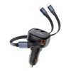 Baseus Enjoyment USB-C car charger with USB-C / Lightning 60W cable - black