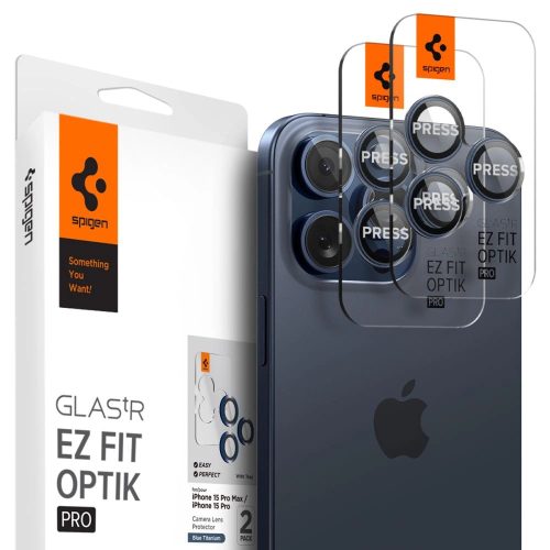 Spigen Optik.tR EZ Fit Camera Protector for iPhone 14 Pro / Pro Max / 15 Pro / Pro Max - Titanium Blue 2 pcs.