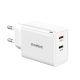 Choetech PD6013 2x USB-C PD 65W GaN wall charger - white