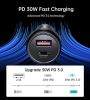 Choetech TC0014 USB-C USB-A PD 60W car charger with LED backlight - black