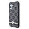 DKNY Leather Checkered Mono Pattern & Printed Stripes Case for Samsung Galaxy S24 - Black