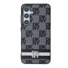 DKNY Leather Checkered Mono Pattern & Printed Stripes Case for Samsung Galaxy S24 - Black