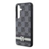 DKNY Leather Checkered Mono Pattern & Printed Stripes Case for Samsung Galaxy S24 - Black