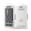 DKNY Leather Checkered Mono Pattern & Printed Stripes Case for Samsung Galaxy S24 - Black