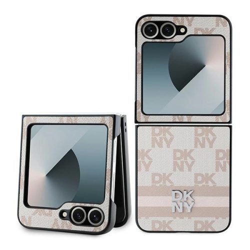 DKNY Checkered Pattern Printed Stripes Case for Samsung Galaxy Z Flip 6 - Pink