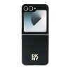 DKNY Leather Metal Stack Logo Case for Samsung Galaxy Z Flip 6 - Black