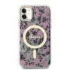 iPhone 11 Guess PC/TPU Flowers IML MagSafe kompatibilis tok rózsaszín (GUHMN61HCFWSP)