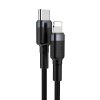 Baseus Cafule Cable durable nylon cable USB Type C PD / Lightning 18W QC3.0 1m black-gray (CATLKLF-G1)