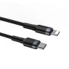 Baseus Cafule Cable durable nylon cable USB Type C PD / Lightning 18W QC3.0 1m black-gray (CATLKLF-G1)