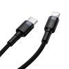 Baseus Cafule Cable durable nylon cable USB Type C PD / Lightning 18W QC3.0 1m black-gray (CATLKLF-G1)