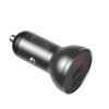 Baseus 2x USB 4.8A 24W car charger with LCD + 3in1 cable USB - USB Type C / micro USB / Lightning 1.2m black (TZCCBX-0G)