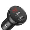 Baseus 2x USB 4.8A 24W car charger with LCD + 3in1 cable USB - USB Type C / micro USB / Lightning 1.2m black (TZCCBX-0G)