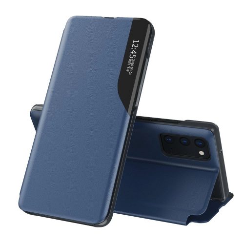 Eco Leather View Case elegant bookcase type case with kickstand for Samsung Galaxy A72 4G blue