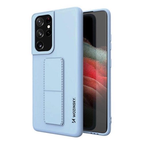 Wozinsky Kickstand Case Silicone Stand Cover for Samsung Galaxy S21 Ultra 5G Light Blue