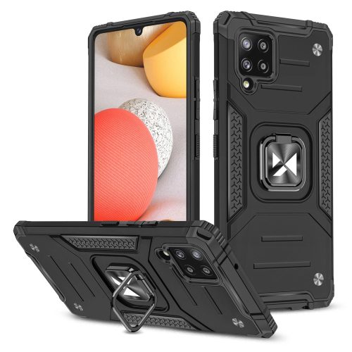 Wozinsky Ring Armor Case Kickstand Tough Rugged Cover for Samsung Galaxy A42 5G black