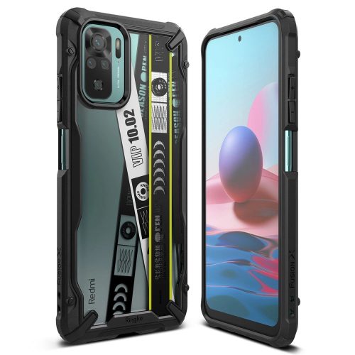 Ringke Fusion X Design durable PC Case with TPU Bumper for Xiaomi Redmi Note 10 / Redmi Note 10S black (Ticket band) (XDXI0029)