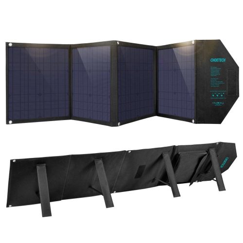 Choetech large 80W solar charger foldable DC, USB C, 2x USB PD, QC black (SC007)