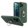 Ring Case silicone case with finger grip and stand for Samsung Galaxy A42 5G dark green