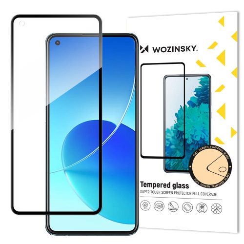 Wozinsky Tempered Glass Full Glue Super Tough Screen Protector Full Coveraged with Frame Case Friendly for Oppo Reno6 4G black