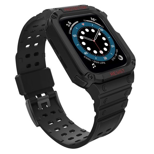 Protect Strap Band Band with Case for Apple Watch 7 / SE (41/40 / 38mm) Case Armored Watch Cover Black