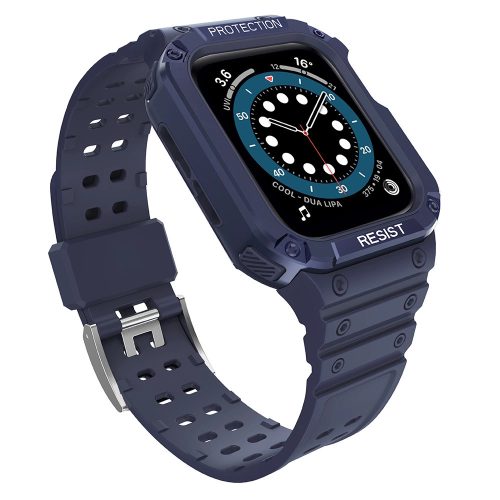 Protect Strap Band Band with Case for Apple Watch 7 / SE (41/40 / 38mm) Case Armored Watch Cover Blue