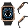 Protect Strap Band Case Wristband for Apple Watch 7 / 6 / 5 / 4 / 3 / 2 / SE (45 / 44 / 42mm) Case Armor Watch Cover Black / Rose Gold