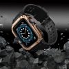 Protect Strap Band Case Wristband for Apple Watch 7 / 6 / 5 / 4 / 3 / 2 / SE (45 / 44 / 42mm) Case Armor Watch Cover Black / Rose Gold