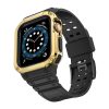 Protect Strap Band with Case for Apple Watch 7 / SE (45/44 / 42mm) Case Armored Watch Cover Black