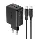 Acefast 2in1 wall charger 2x USB-C / USB-A 65W, PD, QC 3.0, AFC, FCP (set with USB-C 1.2m cable) black (A13 black)