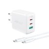 Acefast 2in1 wall charger 2x USB-C / USB-A 65W, PD, QC 3.0, AFC, FCP (set with USB-C 1.2m cable) white (A13 white)