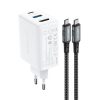 Acefast 2in1 charger GaN 65W USB Type C / USB, adapter adapter HDMI 4K @ 60Hz (set with cable) white (A17 white)