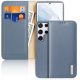 Dux Ducis Hivo Leather Flip Cover Genuine Leather Wallet For Cards And Documents Samsung Galaxy S22 Ultra Blue