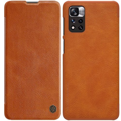 Nillkin Qin Case Case for Xiaomi Redmi Note 11 Pro+ (China) / Redmi Note 11 Pro (China) / Mi11i HyperCharge Camera Protector Holster Cover Flip Case Brown